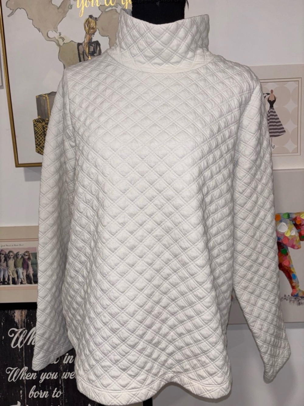 J. Crew Quilted Turtleneck Pullover - White